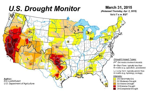 Grain Markets Drought Monitor Apr 2.2015